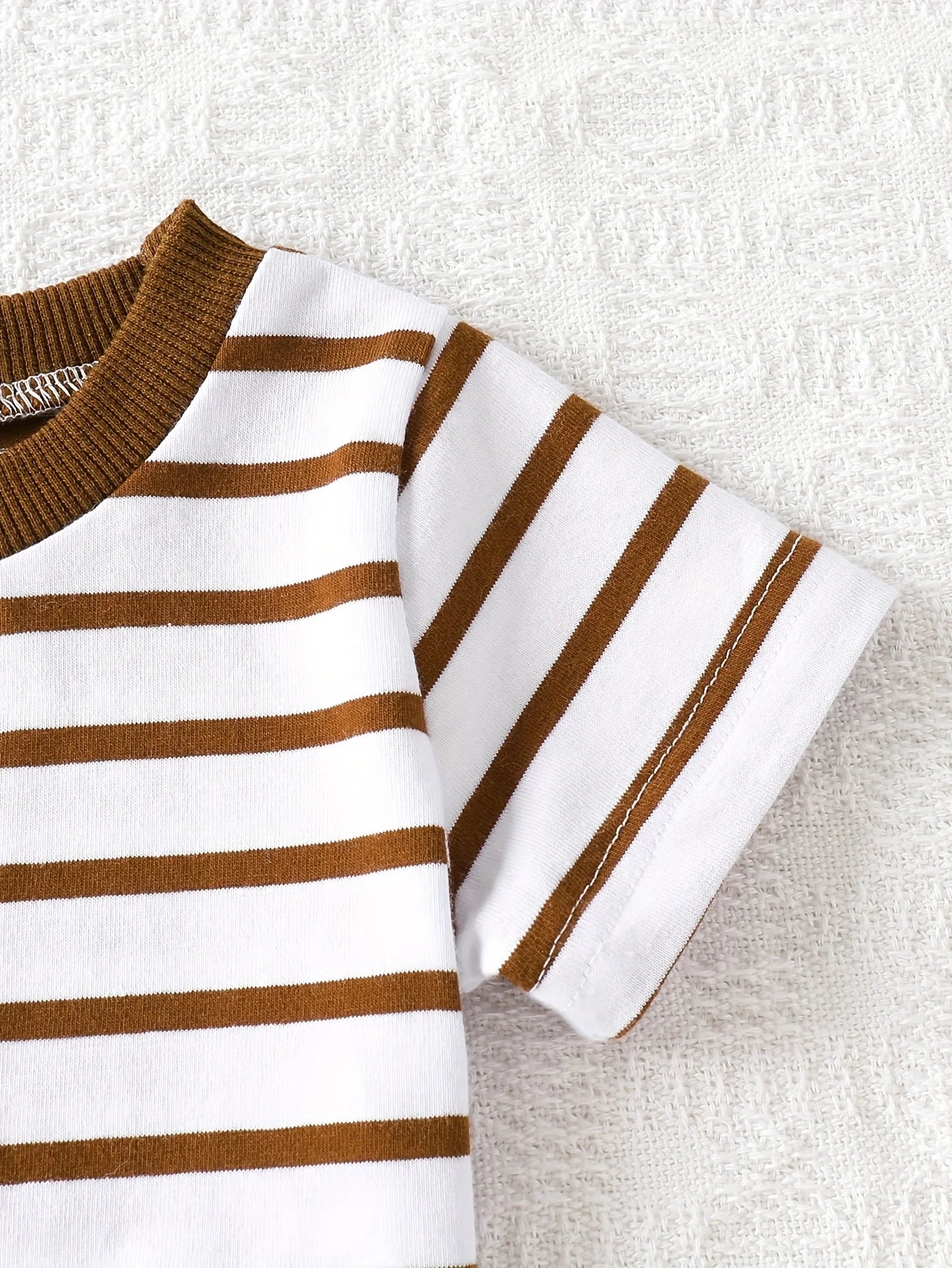 Baby Boys Denim Overalls Set – Striped T Shirt & Bib Pants