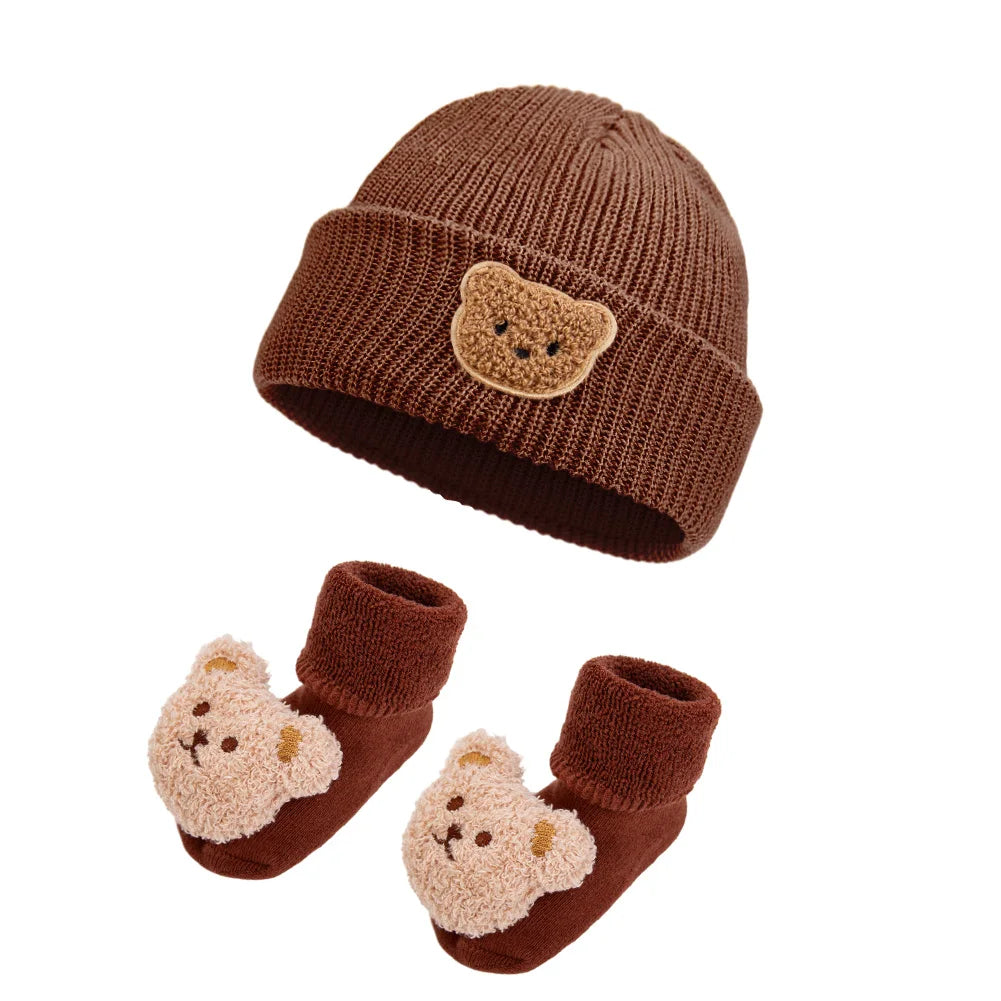 Baby Bear Knit Hat and Warm Socks Set