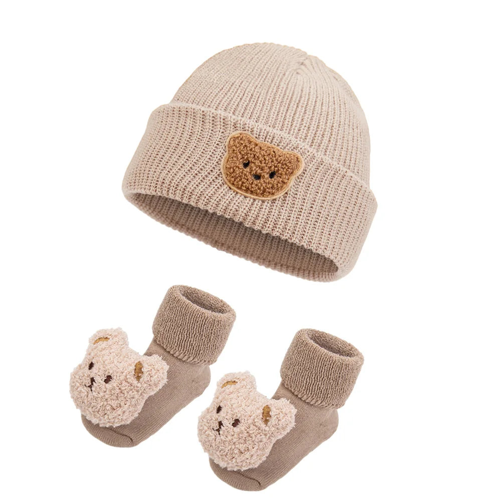 Baby Bear Knit Hat and Warm Socks Set