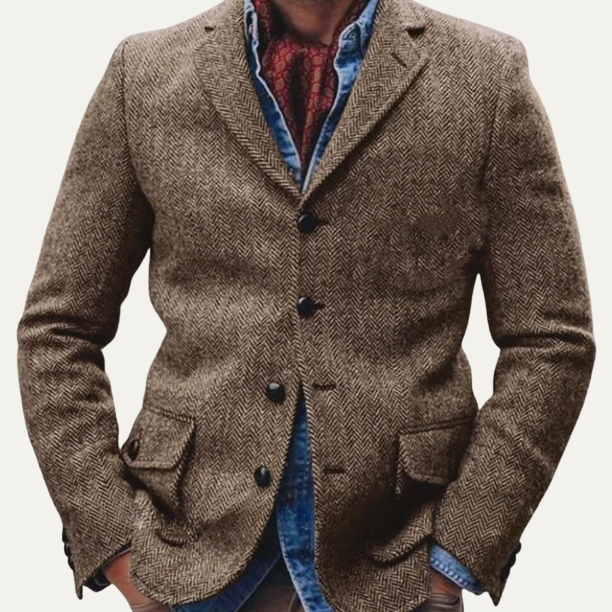 The Siena Men’s Single Breasted Fishbone Tweed Blazer Jacket