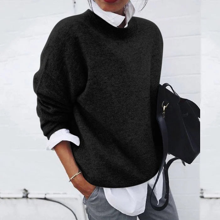 Women's Relaxed Crew Neck Soft Knit Sweater