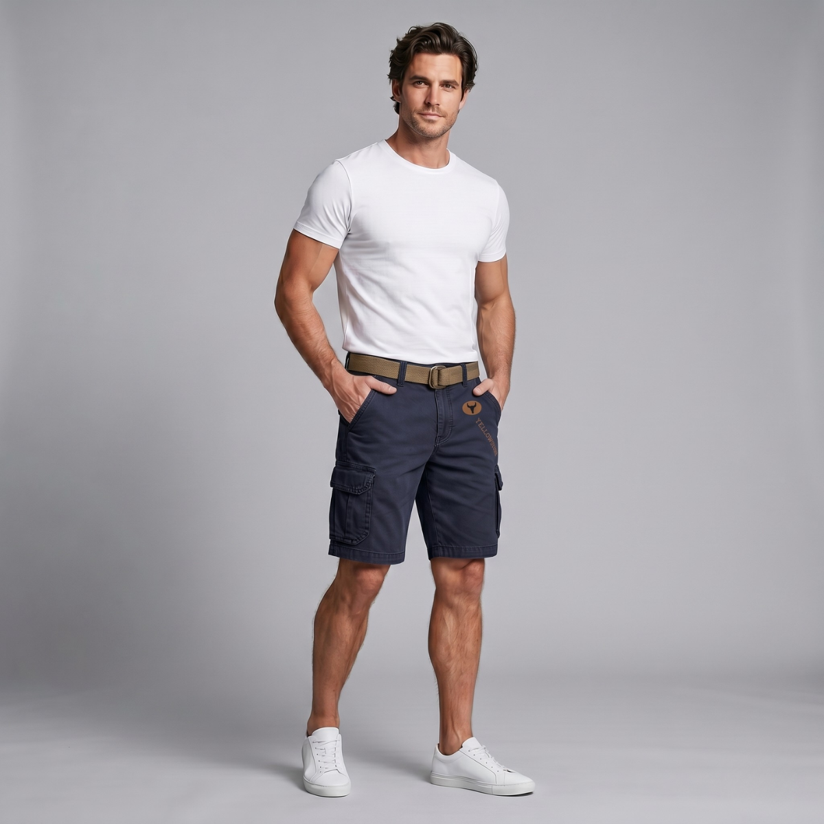 The Harrington Men’s Multi Pocket Tactical Cargo Shorts with Belt
