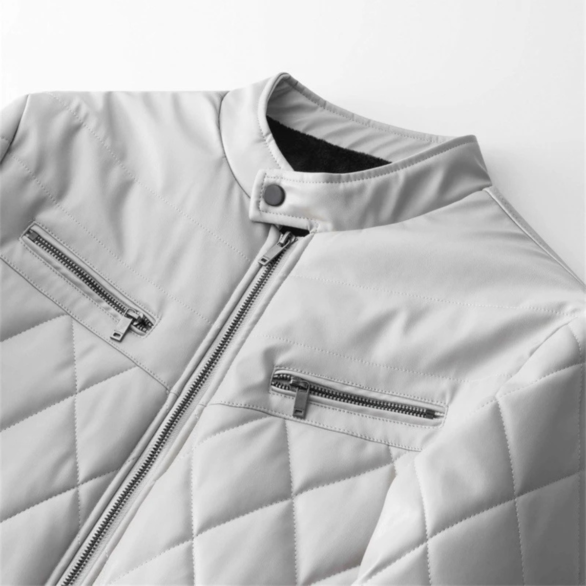 The Hampton Men’s Quilted Leather Biker Jacket