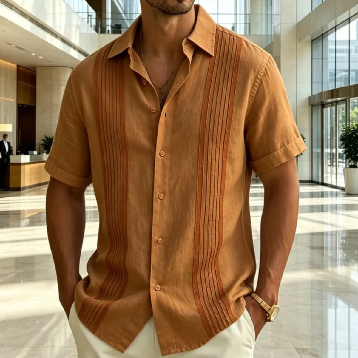 The Westlake Men's Retro Vertical Stripe Button Up Shirt