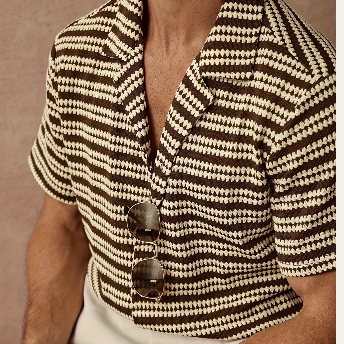 The Cambridge Men's Jacquard Striped Knit Shirt