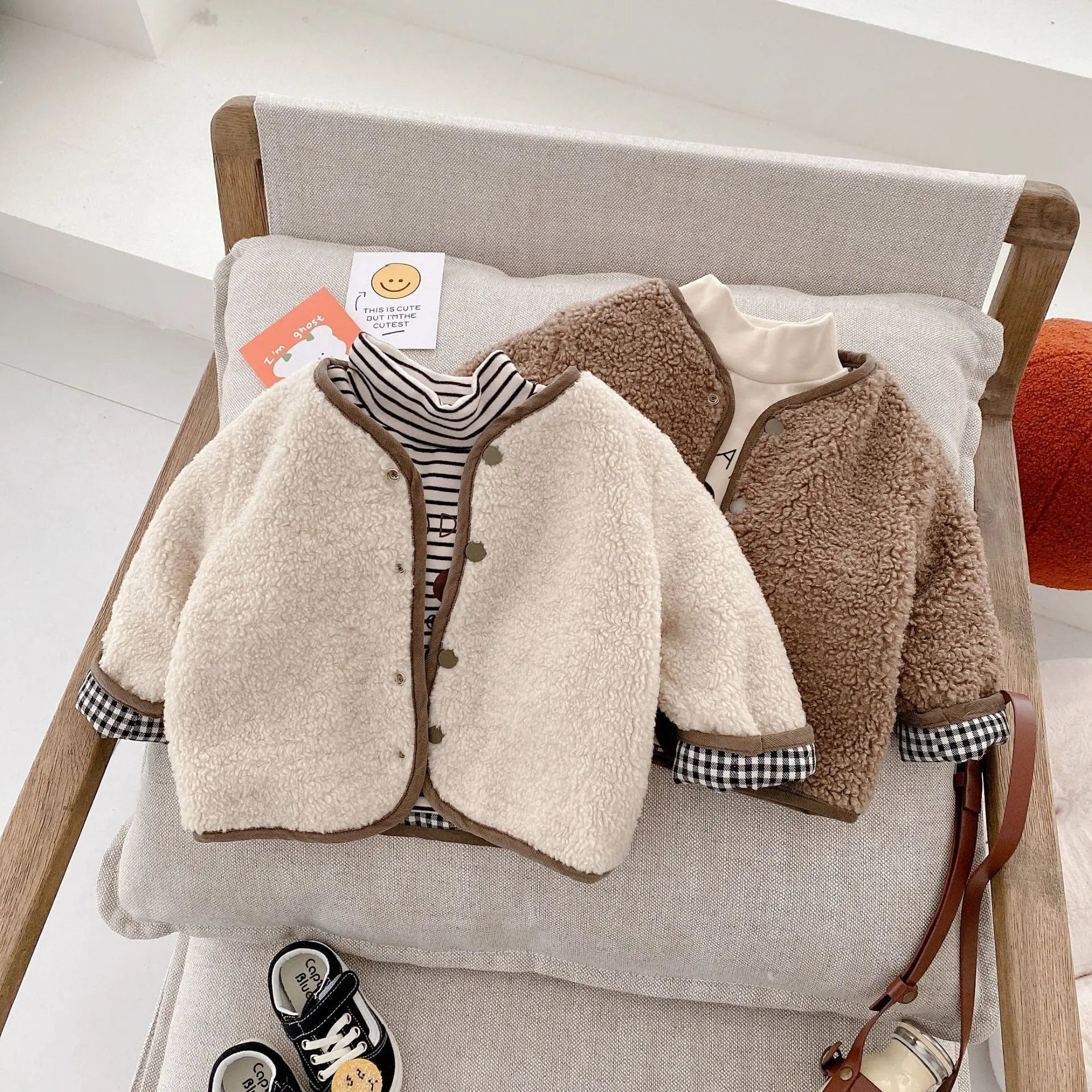 Unisex Plaid Fleece Reversible Sherpa Jacket