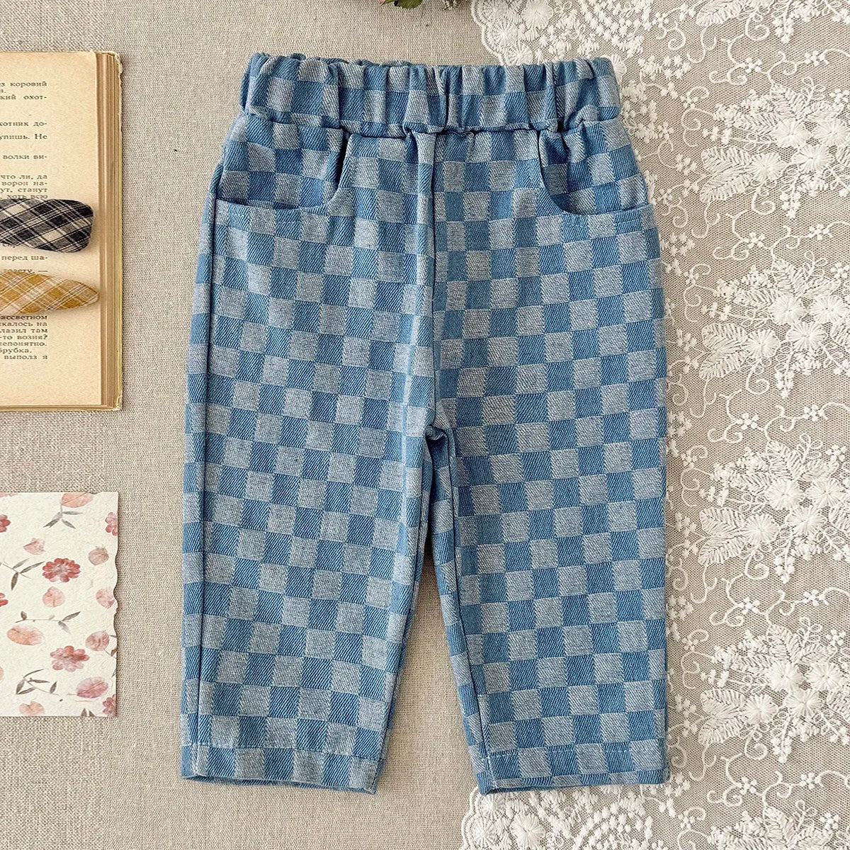 Unisex Loose Casual Baggy Checkered Pants