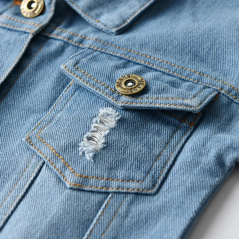 Baby Boys Distressed Button Up Denim Jacket