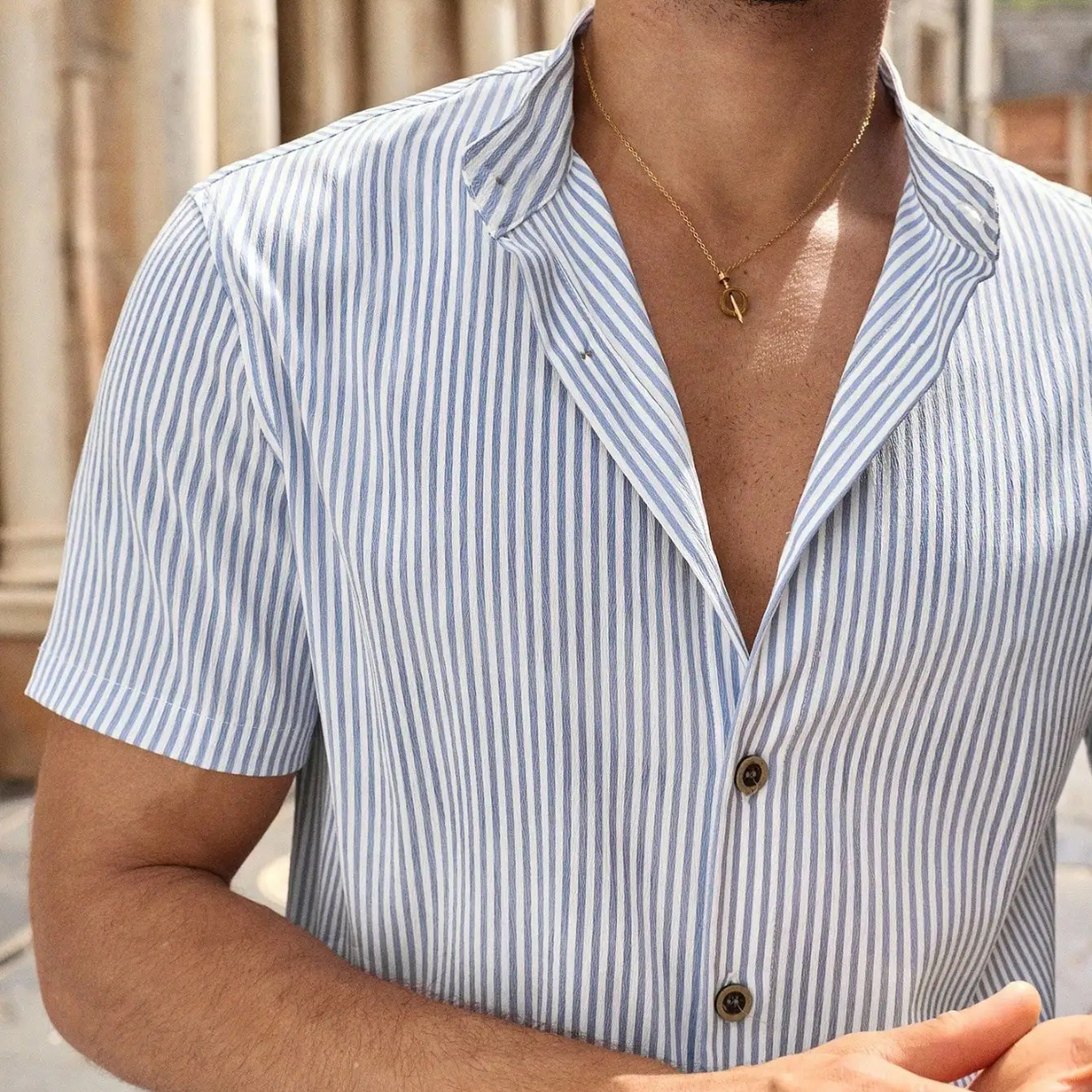 The Beacon Hill Men's Striped Button Down Beach Shirt