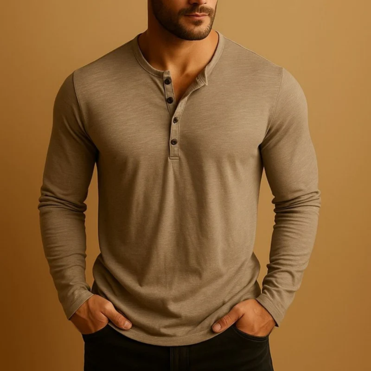 The Brisbane Men's Slim Fit Button Neck Cotton Shirt