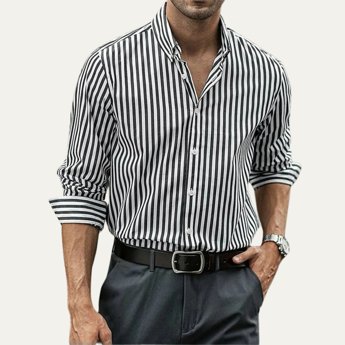 The Asheville Men’s Breathable Smart Fit Striped Linen Shirt