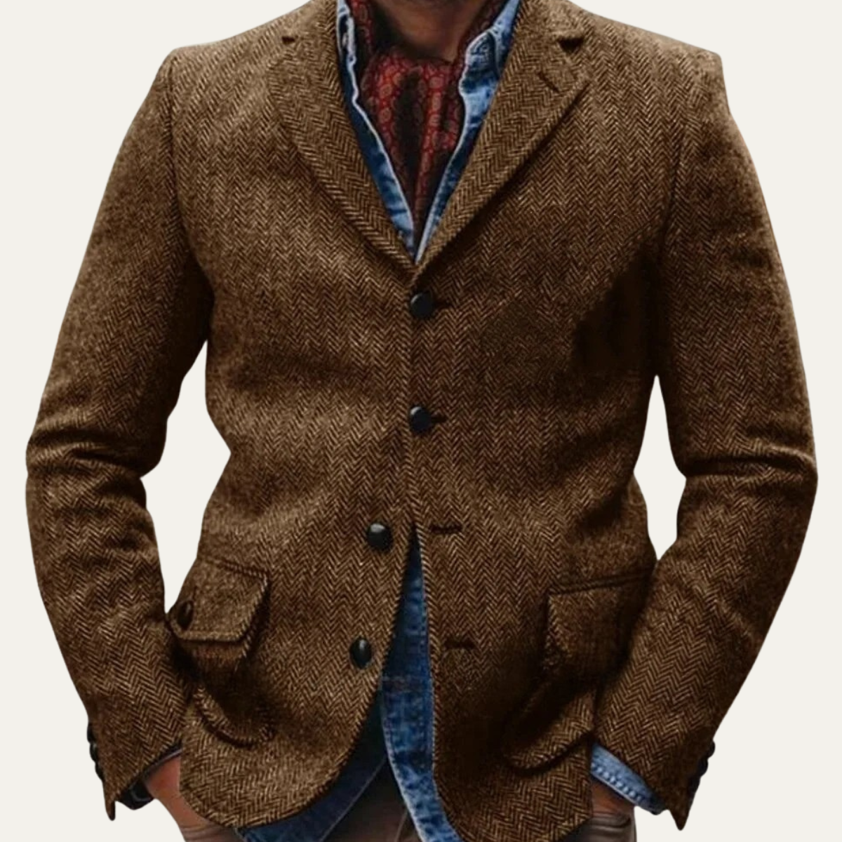 The Siena Men’s Single Breasted Fishbone Tweed Blazer Jacket
