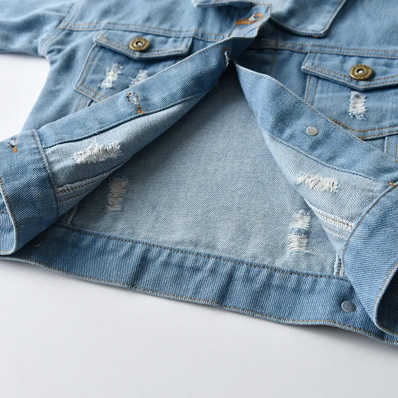 Baby Boys Distressed Button Up Denim Jacket