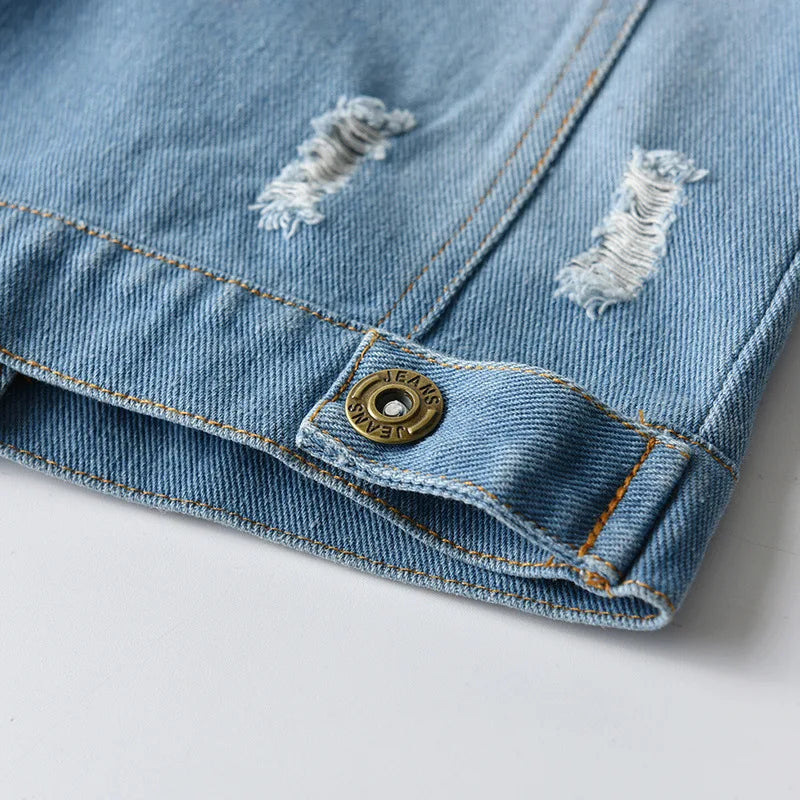 Baby Boys Distressed Button Up Denim Jacket