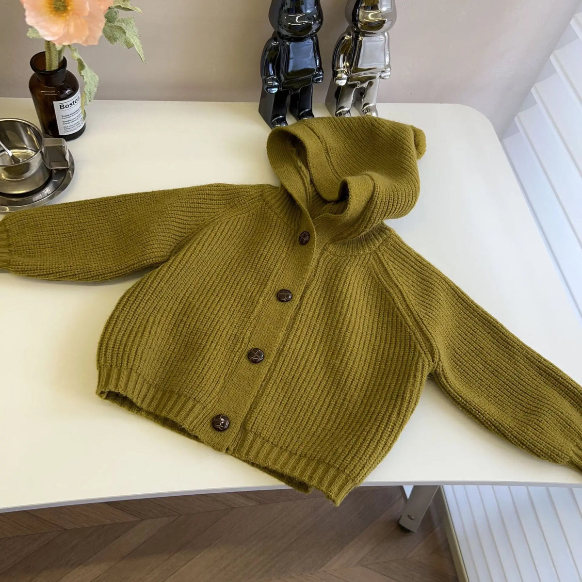 SoHo Kids Button Up Hooded Knit Cardigan