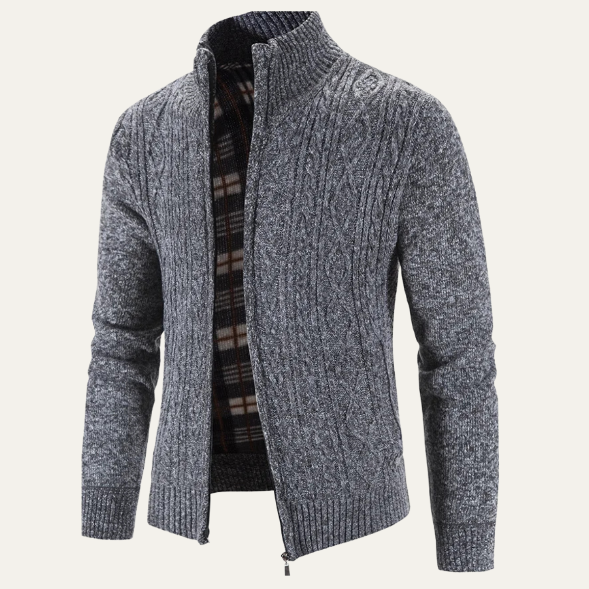 The Pienza Men’s Warm Fleece Zip Up Knit Jacket