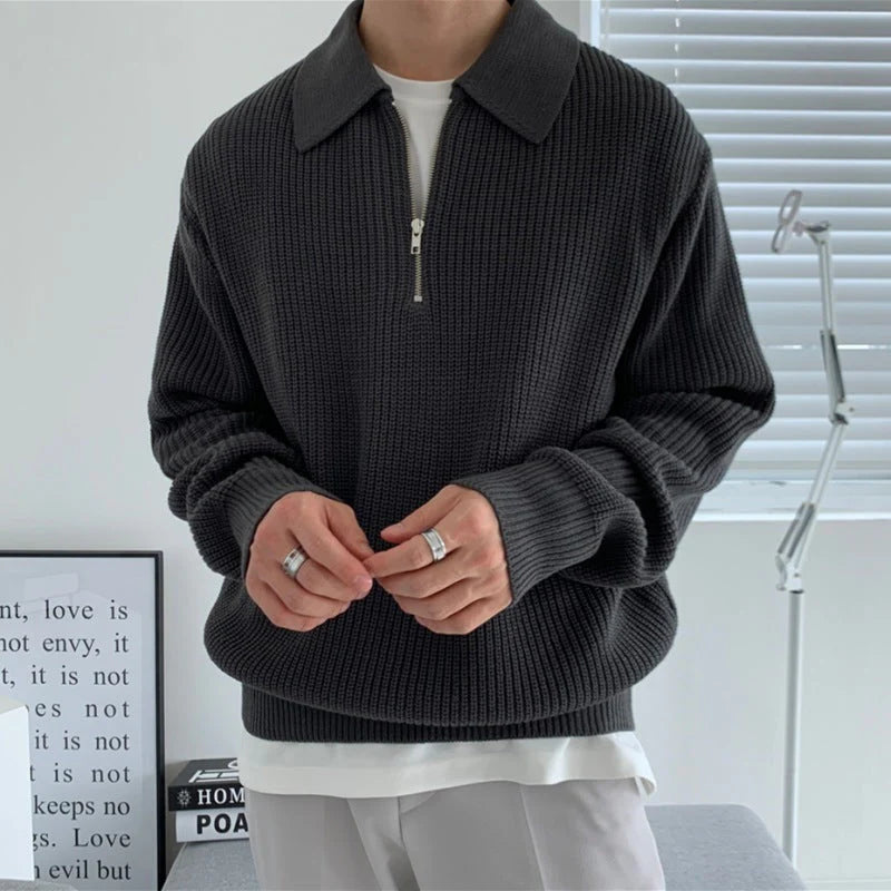 The Siena Men's Half Zip Knit Ribbed Sweater