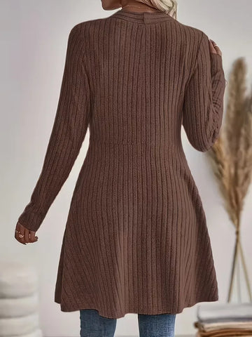 Women's Trendy Ribbed V Neck Long Cardigan