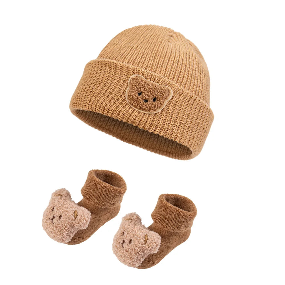 Baby Bear Knit Hat and Warm Socks Set