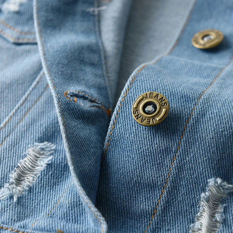 Baby Boys Distressed Button Up Denim Jacket