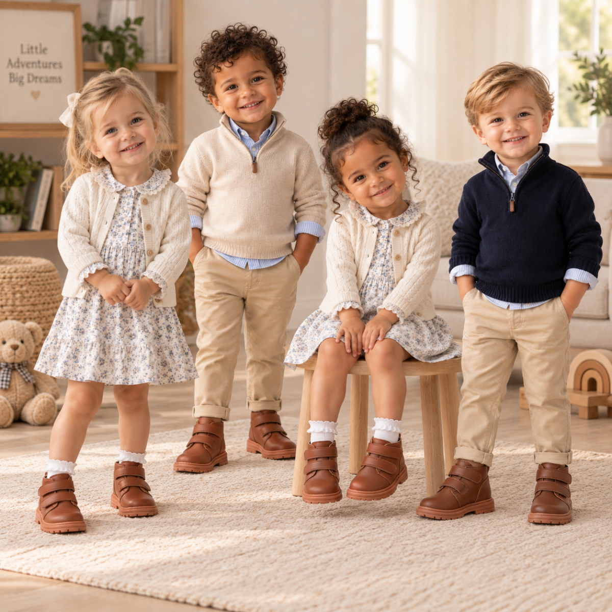 SoHo Kids Hook & Loop Ankle Boots