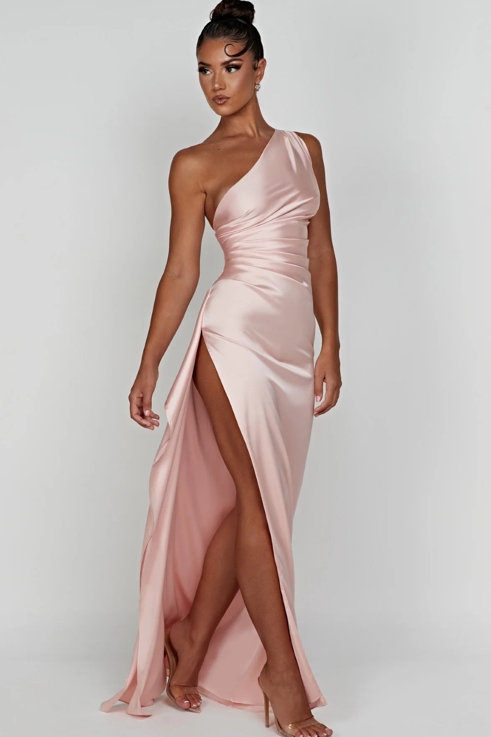 Women's Sheen Satin Gown with One Strap