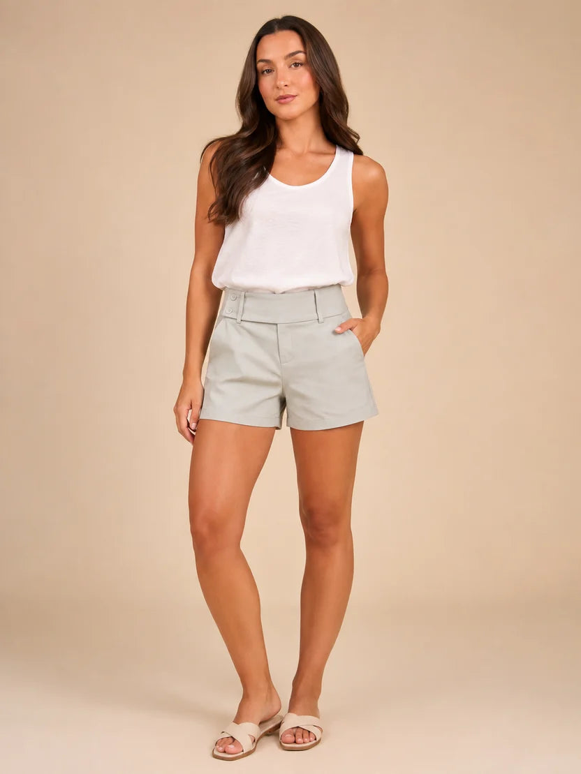 Women's Fitted High Waist Shorts with Double Button Detail