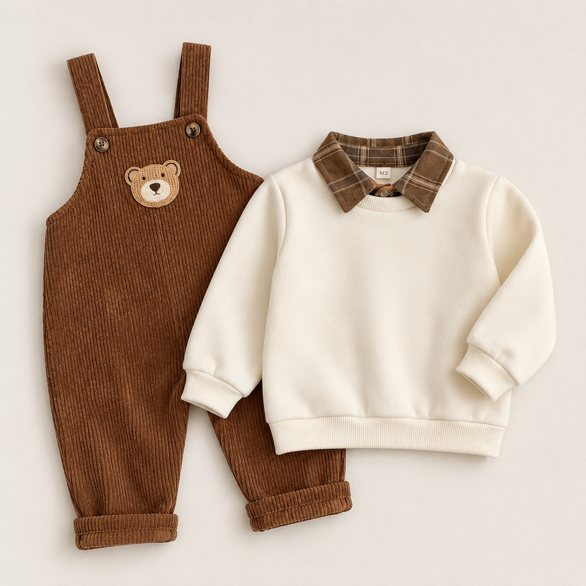 SoHo Kids Casual Corduroy Jumpsuit & Sweatshirt Set