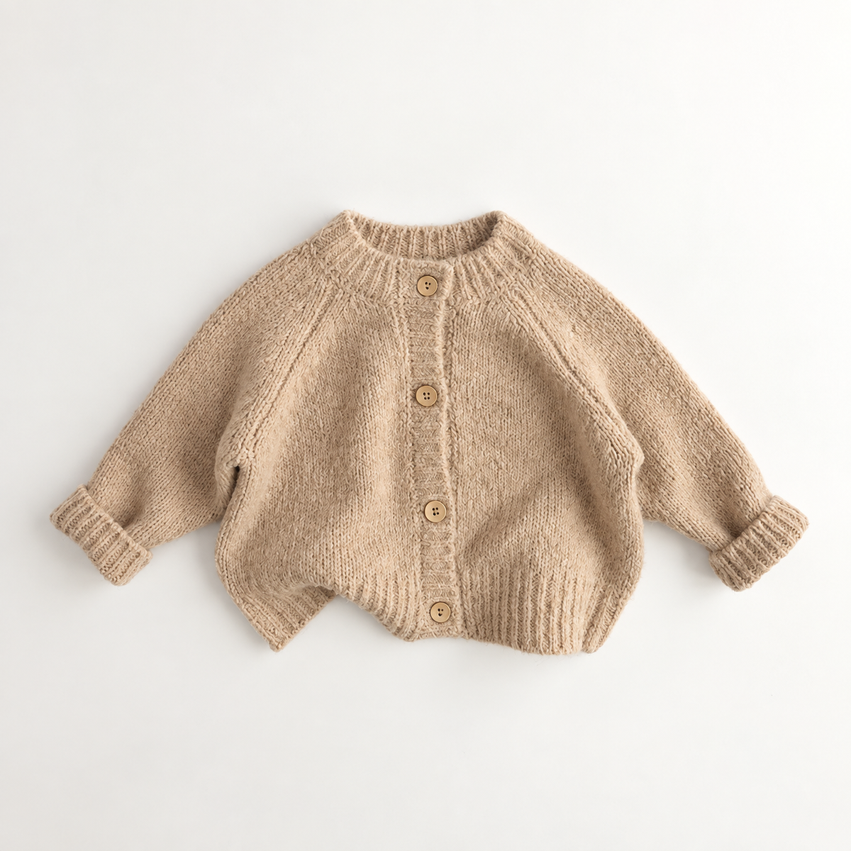 SoHo Kids Button Up Soft Knit Cardigan in Beige