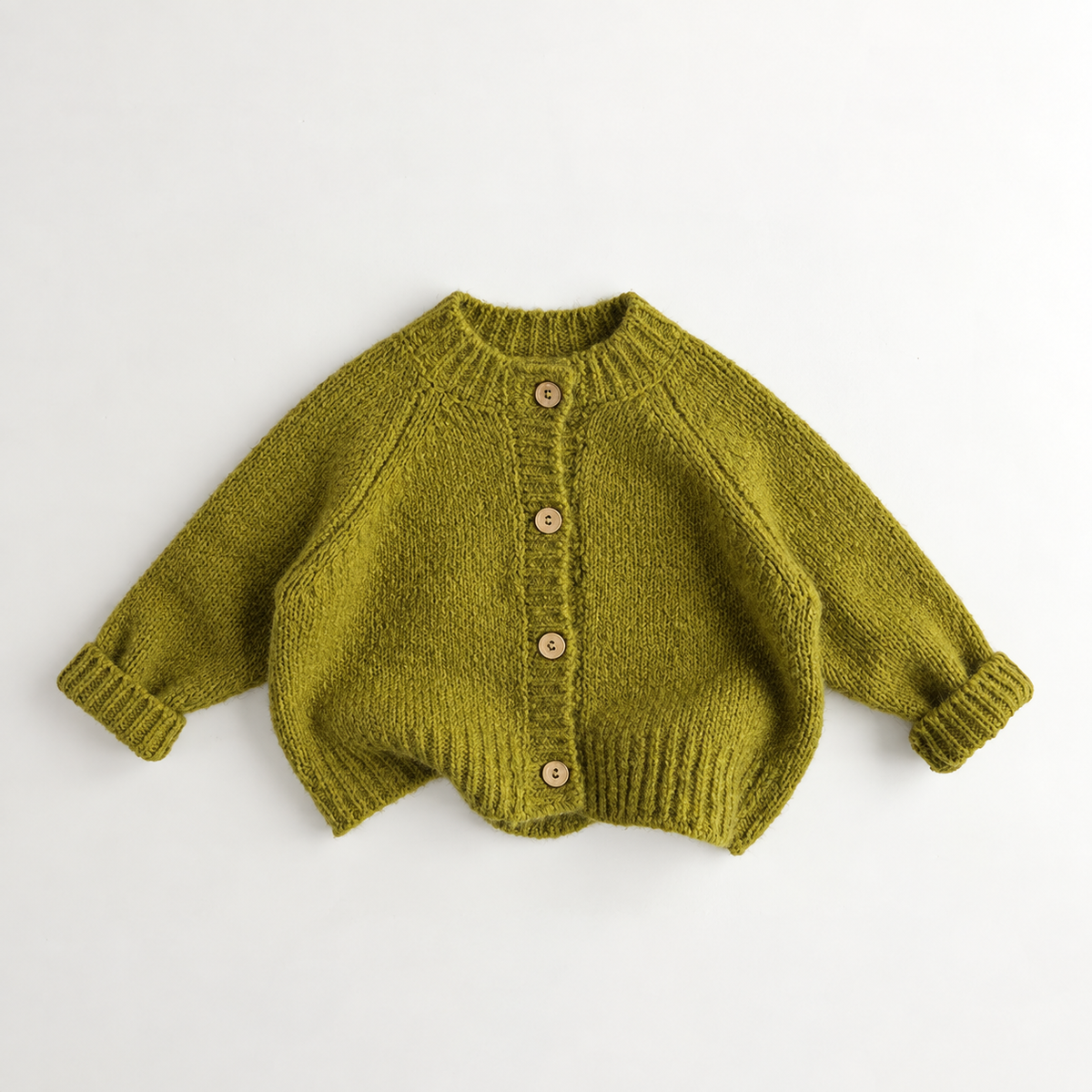 SoHo Kids Button Up Wool Cardigan in Green