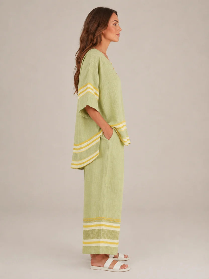 Women's Striped Asymmetrical Top and Wide Leg Culottes Set