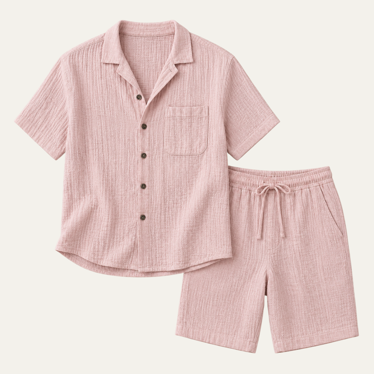 The Belluno Men's Linen Blend Short Sleeve Shirt and Shorts Set