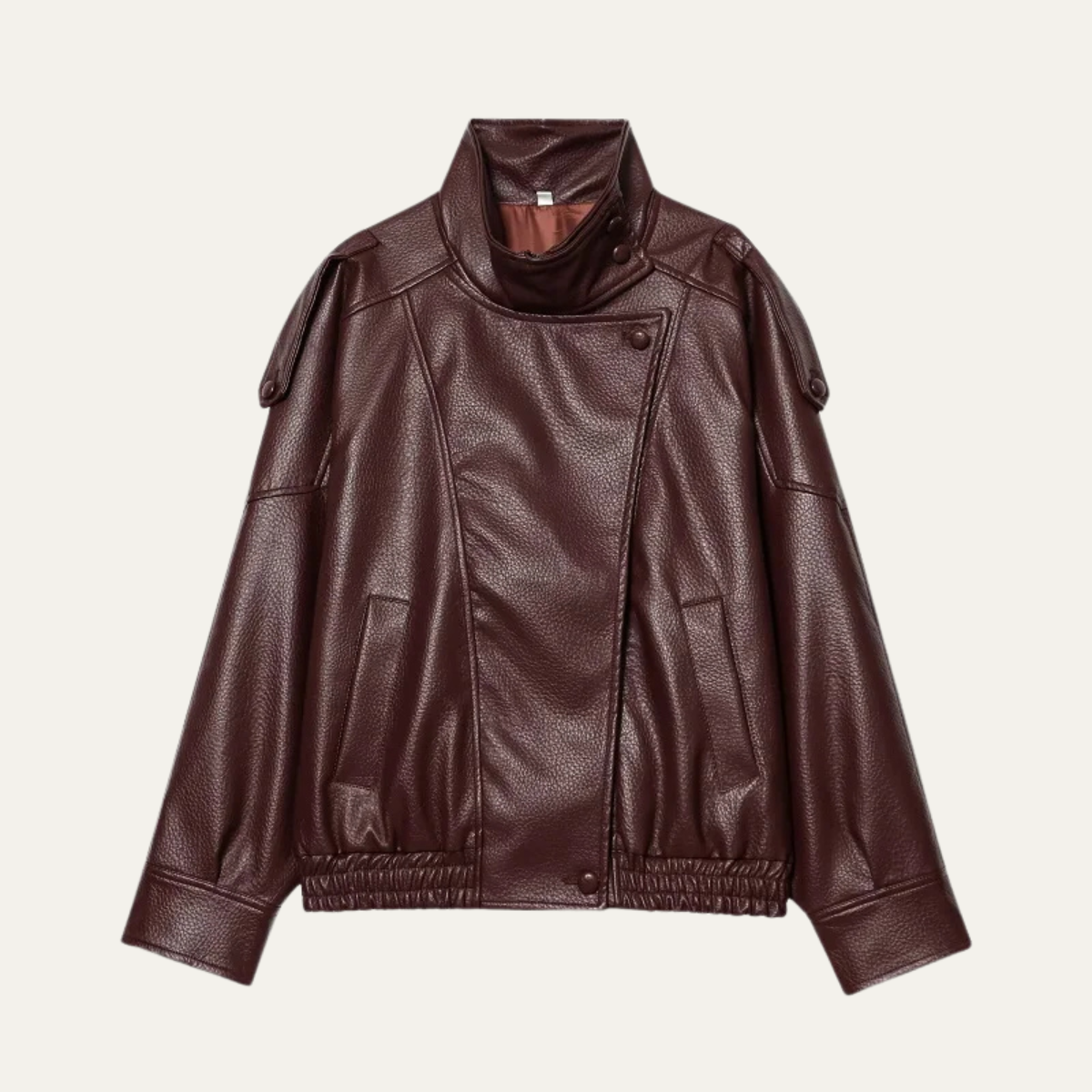 Women's Relaxed Bomber Jacket in Faux Leather