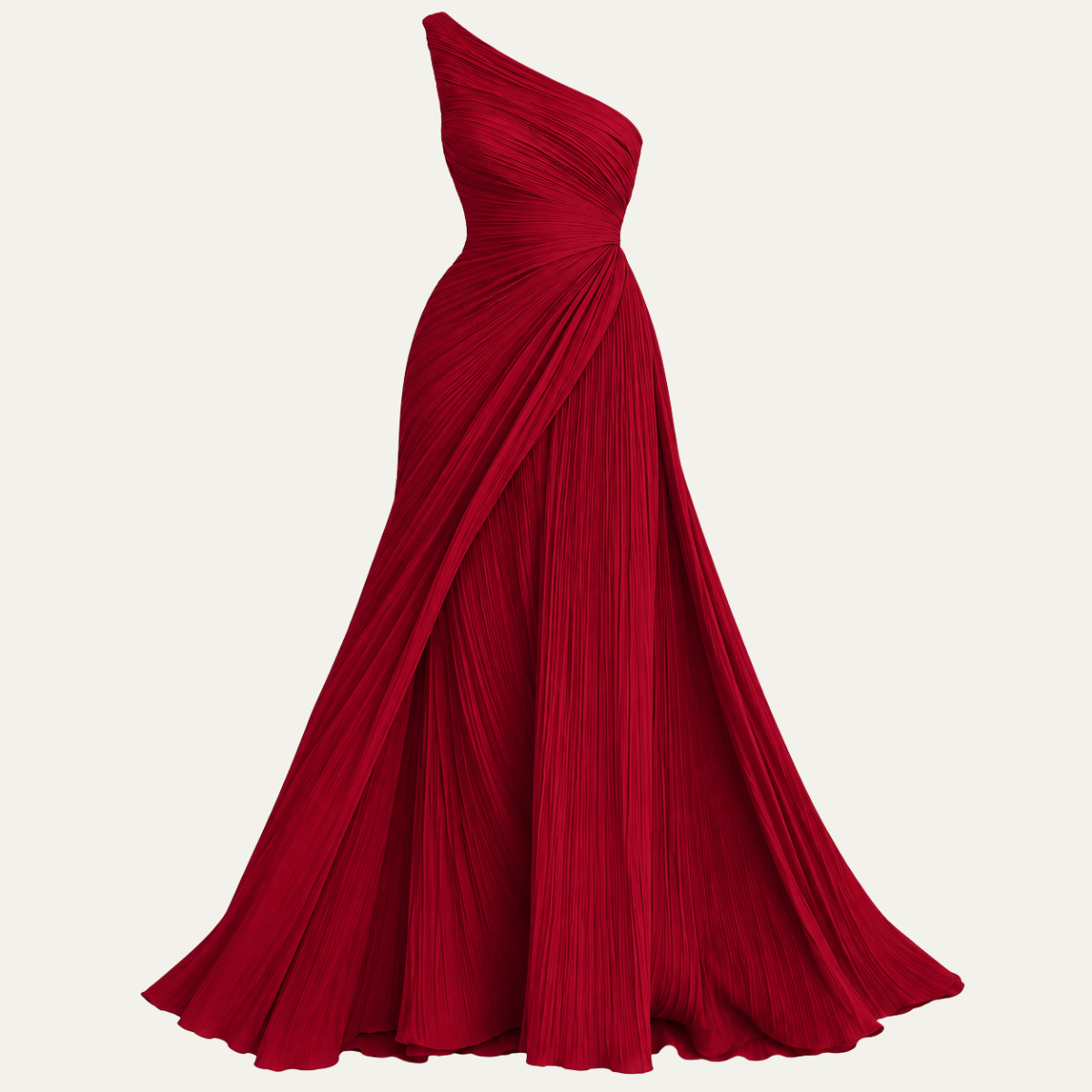 Women's Asymmetric Pleated Gown, Full Length