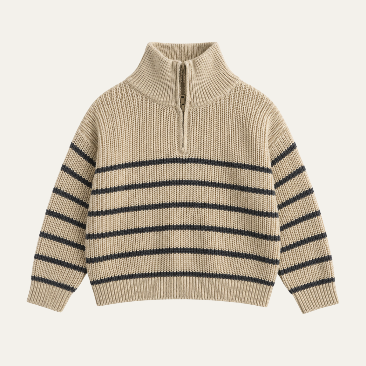SoHo Kids Striped Quarter Zip Knit Sweater