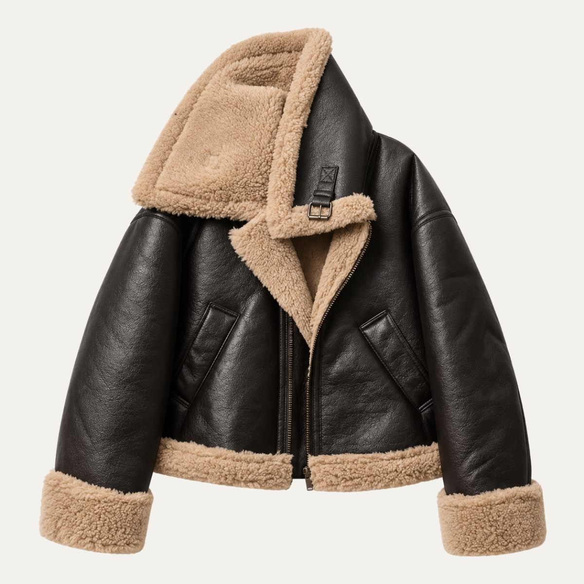 Women's Shearling Style Aviator Coat