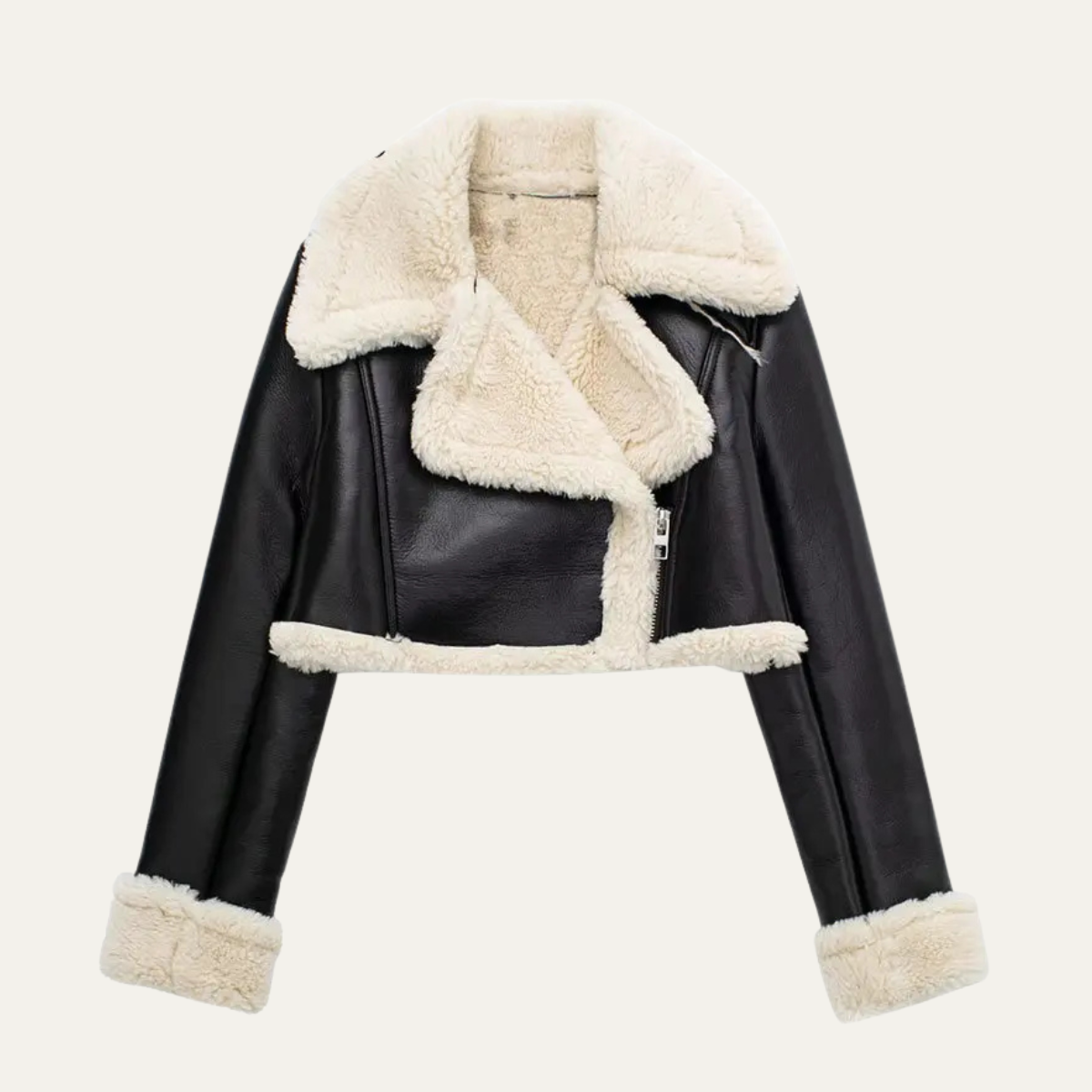 Women's Short Jacket with Plush Fur Accents