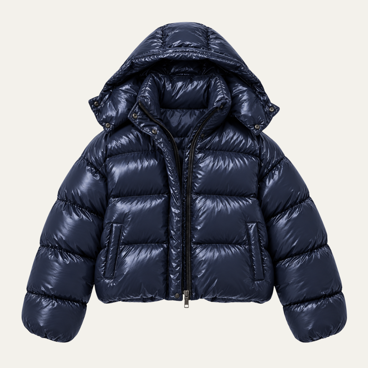 Women's Hooded Puffer with Glossy Finish