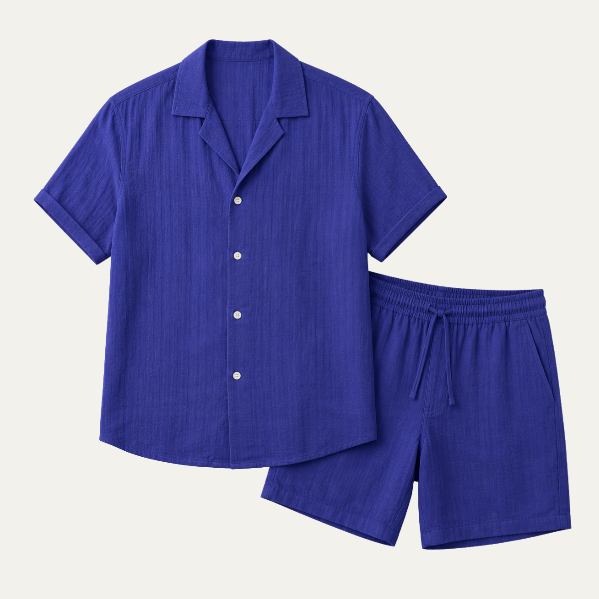 The Perugia Men's Casual Linen Shirt & Shorts Summer Set