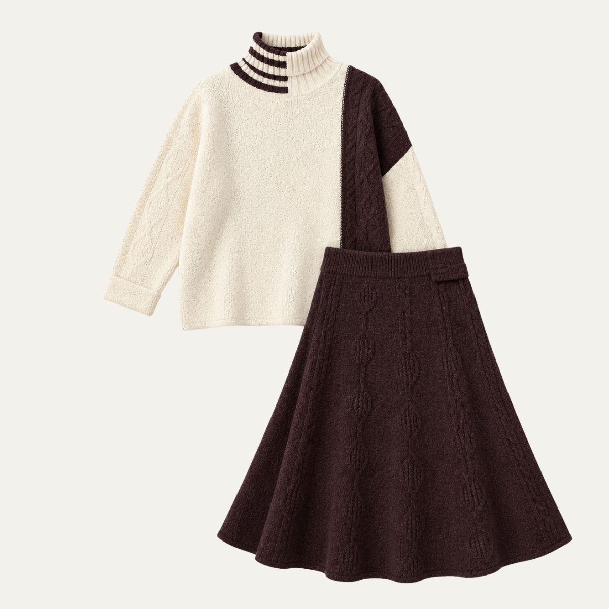 Women's Matching Colour Block Knit Set