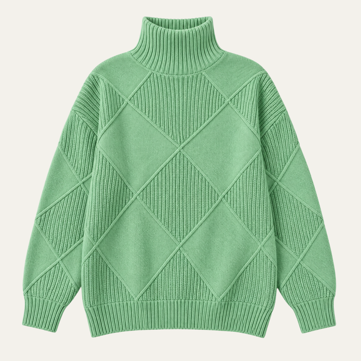 Women's Plain Knit Jumper with High Neck