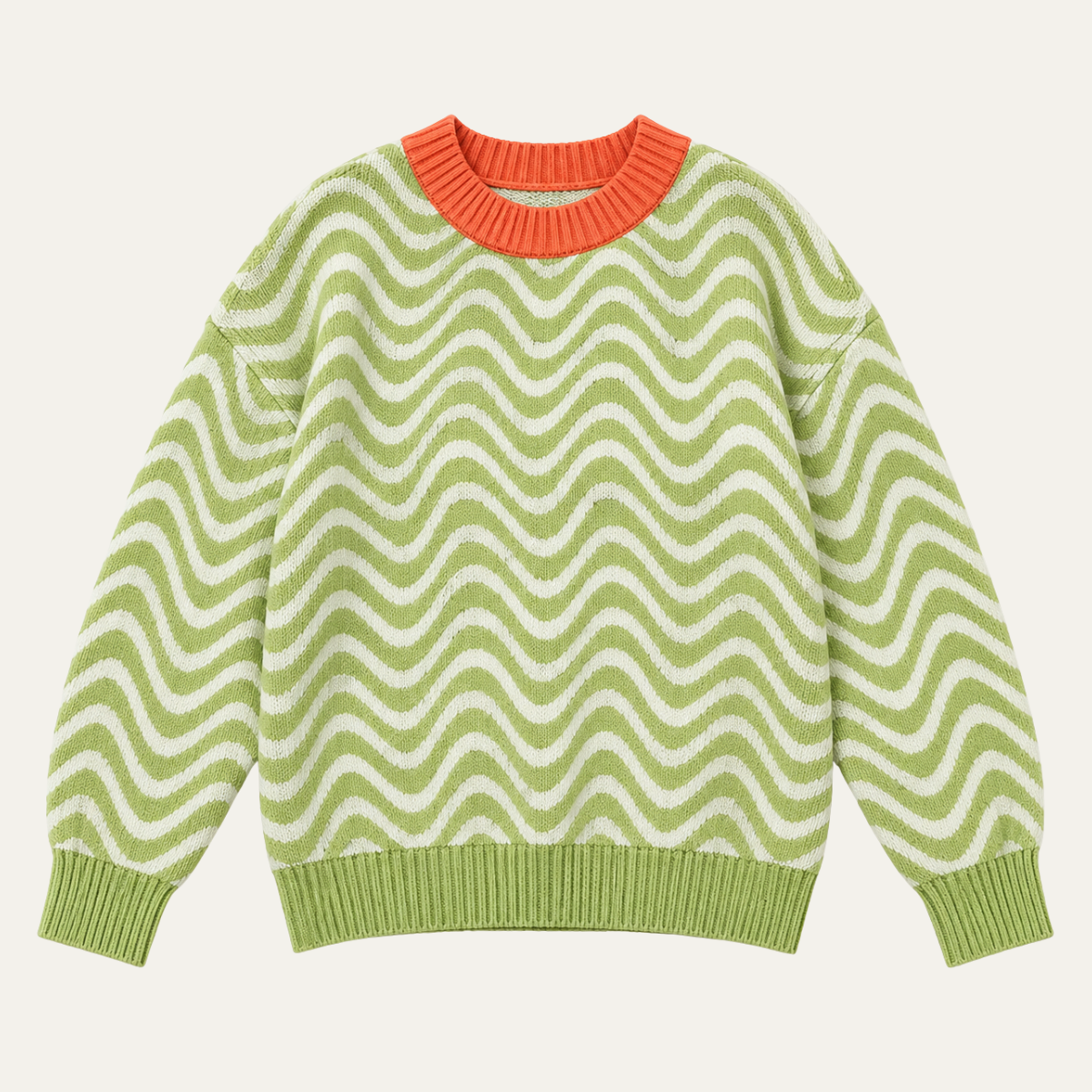 Women's Loose Jumper with Wave Stripes