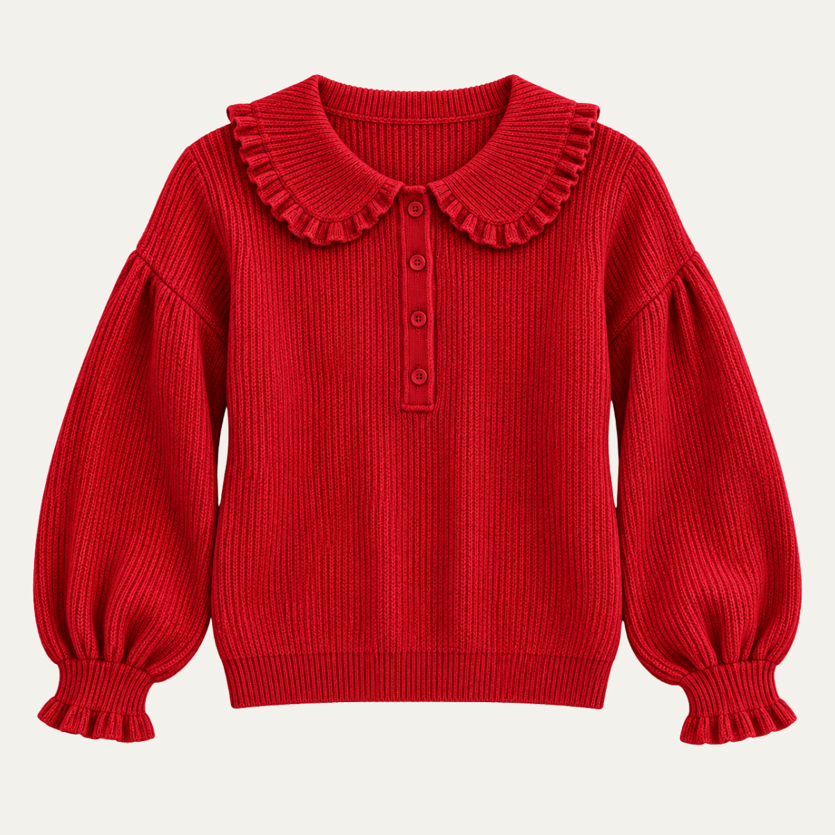 Women's Ribbed Top with Ruffled Collar
