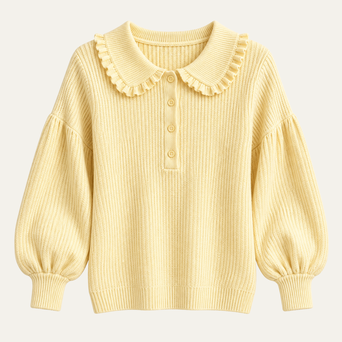 Women's Soft Knit Top with Frill Collar