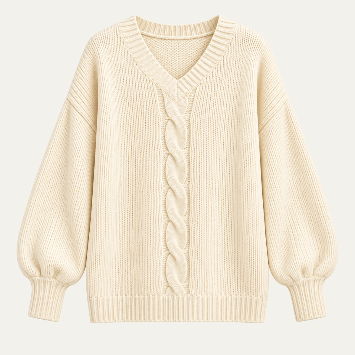 Women's V Neck Jumper in Cable Knit