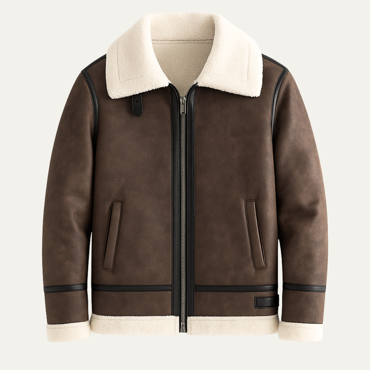 The Fairview Men’s Retro Leather Jacket with Shearling Lining