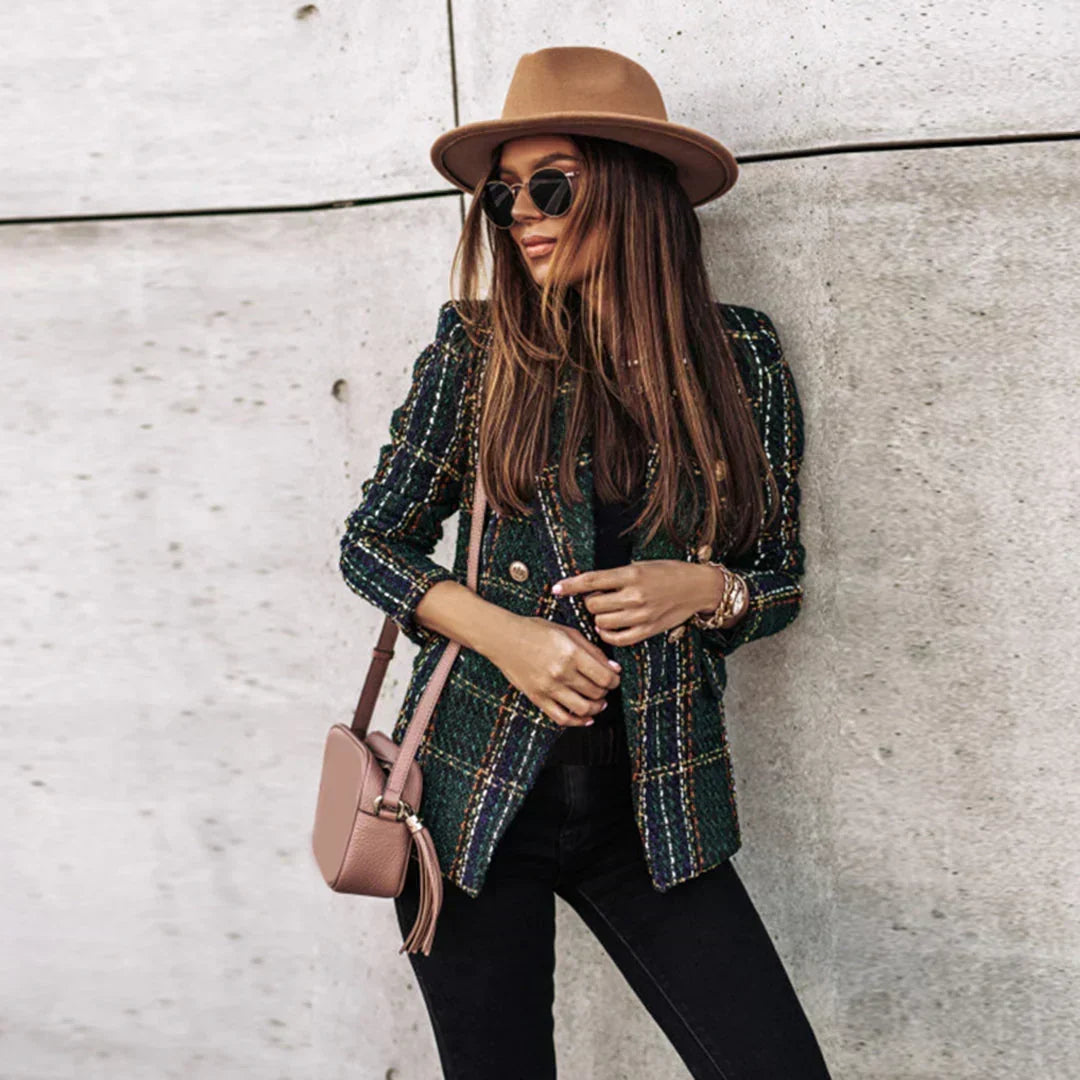 Women's Tweed Jacket with Metal Buttons
