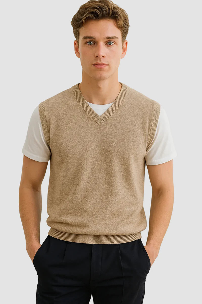 The Milan Men's V Neck Knit Cotton Vest