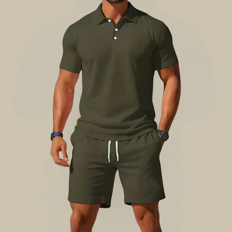 The Barolo Men's Premium Polo Shirt and Drawstring Shorts Set