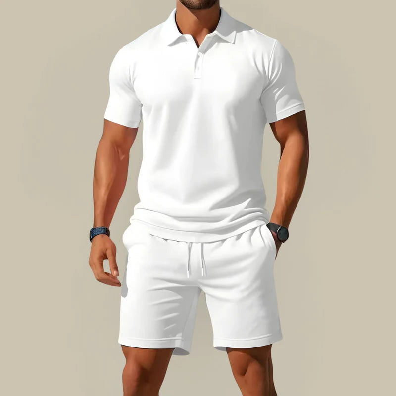 The Barolo Men's Premium Polo Shirt and Drawstring Shorts Set